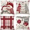 Christmas Pillow Covers Set of 4 for Xmas Decorative Pillowcase Winter Holiday Throw Cushion Case for Home Christmas Decor (Snowman Xmas Tree) (Red, 18”x18“)